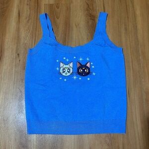 Sailor Moon Blue Cat Graphic Tank Top